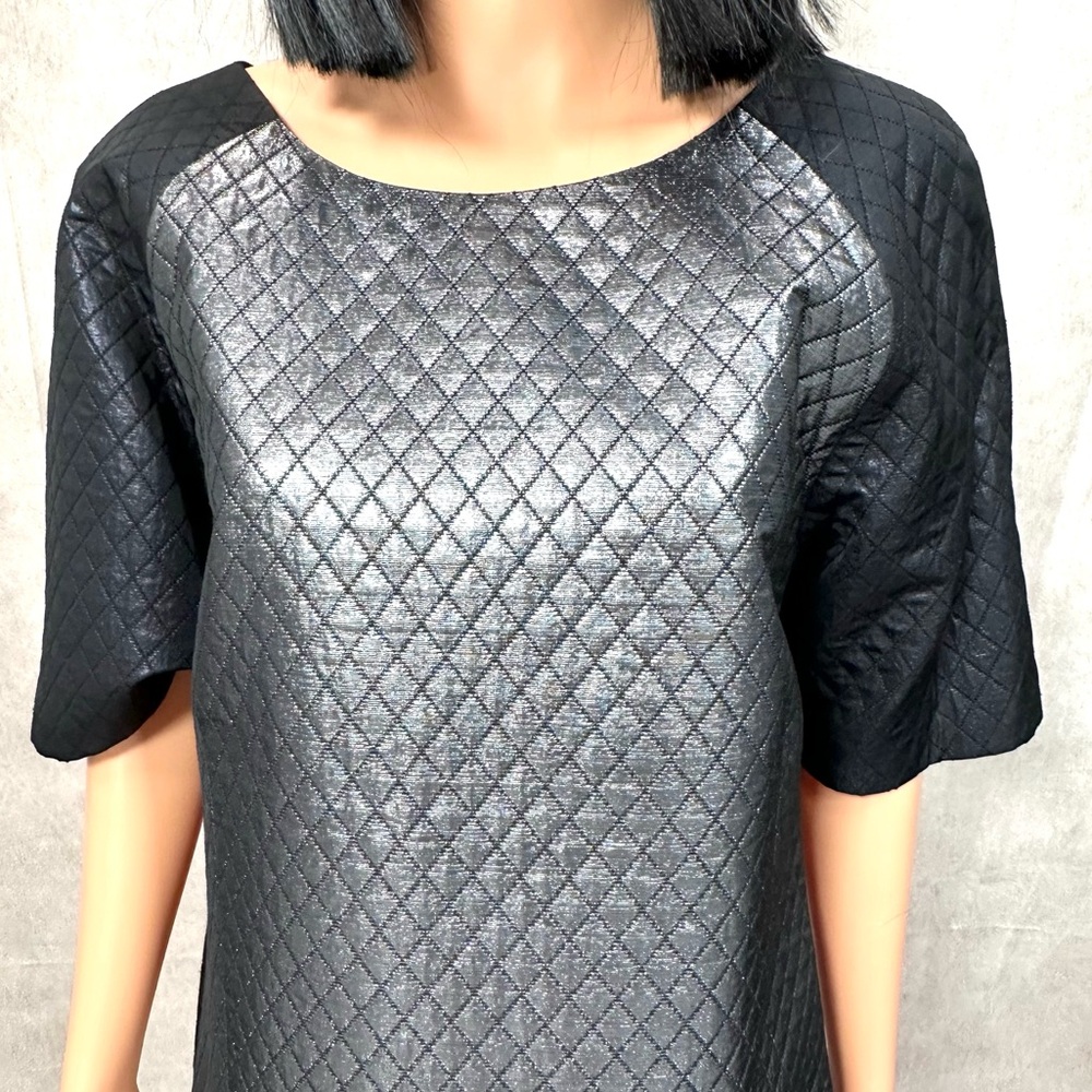 NWT - Michael Kors Collection Silver Boxy Blouse Short Sleeve